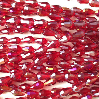 Siam AB 7x5mm Small Teardrop Chinese Crystal Glass Beads per Strand