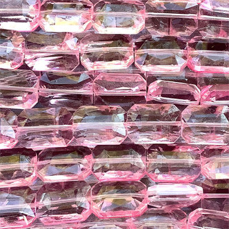 Pink Crystal Emerald Cut Rectangle 18x13mm Chinese Crystal Glass Bead Per Strand