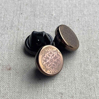 11mm Czech Glass Button Copper Jet Q2 Per Pkg