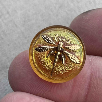 18mm Czech Glass Button Dragonfly Gilded Harvest AB Q1 Per Pc