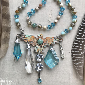Thunderbird Indian Southwestern Silver Plated 80x32mm Faux Turquoise Pendant 2pcs Per Pkg