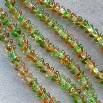 Bellflower Czech Glass 8x6mm Applewood 25 Beads Per Strand