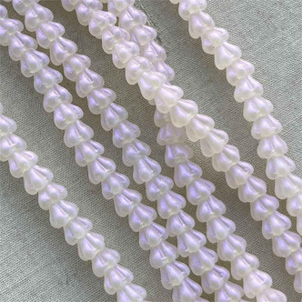 Bellflower Czech Glass 6x4mm Matte Pink Opal Blush 50 Beads Per Strand