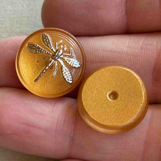 18mm Czech Glass Cabochon Dragonfly Pumpkin Mercury Q1 Per Pc