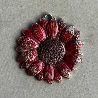 Helios Flame Artisan Sunflower Pendant Hand Painted Flower Per Pc