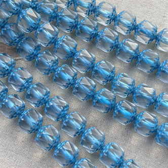 8mm Cathedral Czech Glass Beads Matte Atlas Blue 15 Beads Per Strand