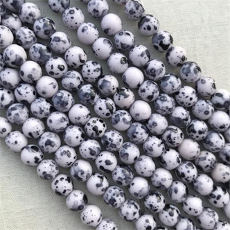 6mm Matte Druk Speckled Lilac Czech Glass Round 25 Beads Per Strand