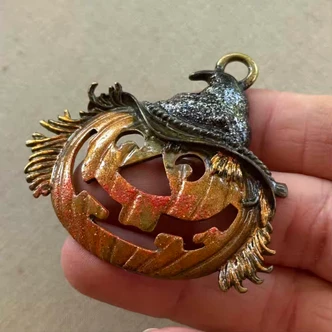 Zucca Hand Painted Scarecrow Jack-O-Lantern Pumpkin Pendant Per Pc