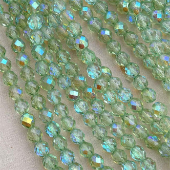 25 Stück Böhmische Facettierte Glasperlen, Rund 8 Mm, Aquamarin AB – Für Schmuck & Basteln