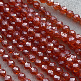 8mm Hyacinth Luster Faceted Fire Polish Czech Glass Round 25 Beads Per Strand