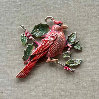 Christmas Cardinal Holly Leaf Holiday Artisan Hand Painted Pendant Per Pc Christmas Cardinal Holly Leaf Holiday Artisan Hand Painted Pendant Per Pc