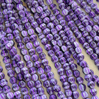 6mm Purple Ombre Melon Czech Glass Round 25 Beads Per Strand