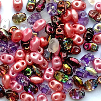 Victorian Rose Two Hole MiniDuo 4x2mm Matubo Czech Glass Beads per Tube