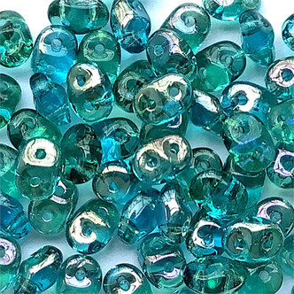Aqua Clarit 5x2.5mm Czech Glass Matubo Two Hole SuperDuo Beads per Tube