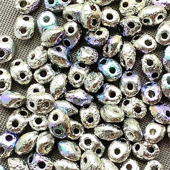 Etched Silver Ore AB 5x2.5mm Czech Glass Matubo Two Hole SuperDuo Beads per Tube