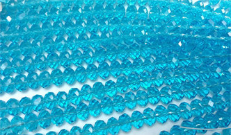 8x5mm Aqua Rondell Chinese Crystal Glass Beads  - per strand