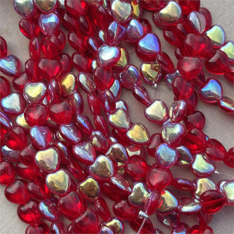 8mm Czech Glass Heart Cupid AB 20 Beads Per Strand