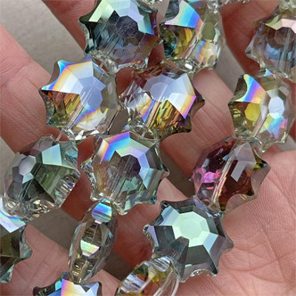 Crystal Volcano Crystal Sun 8 Pointed Rounded Star 17.5mm Chinese Crystal Glass Bead Per Strand