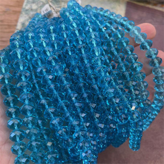 Aqua 10x8mm Rondell Chinese Crystal Glass Beads  - per strand