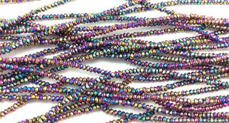 Metallic Purple Vitrail 1x2mm Rondelle Chinese Crystal Glass Beads Per Strand