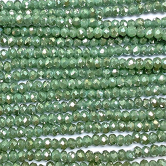 Opaque Light Erinite Satin 3x2mm Faceted Rondelle Chinese Crystal Glass Beads Per Strand
