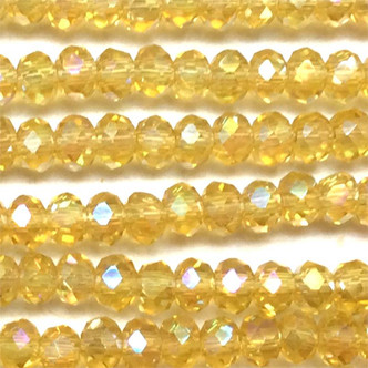 Straw AB 3x2mm Faceted Rondelle Chinese Crystal Glass Beads Per Strand