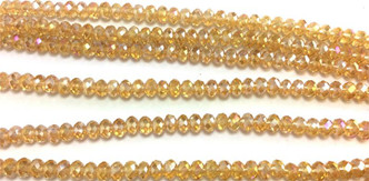 Wheat AB 6x4mm Rondelle Chinese Crystal Glass Beads Per Strand