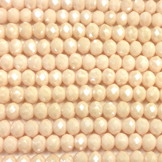 6x4mm Bisque Satin Faceted Rondell Chinese Crystal Glass Beads  - per strand