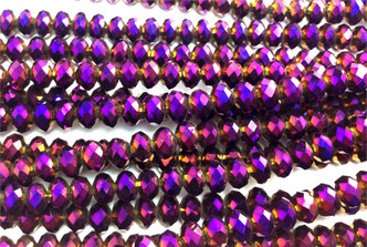 8x6mm Metallic Burgundy Rondell Chinese Crystal Glass Beads  - per strand