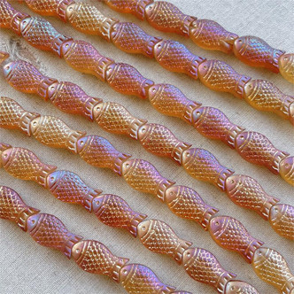 15x8mm Matte Astral Pink Fish Glass Beads Per Strand