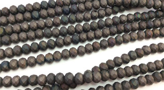 8x6mm Matte Charcoal Gray AB Faceted Rondell Chinese Crystal Glass Beads  - per strand