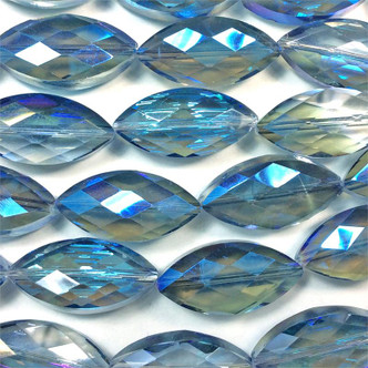 Blue Heliotrope Crystal Navette Marquis Large 25x12mm Chinese Crystal Glass Beads Per Strand