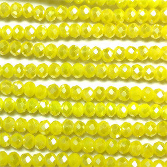 Opaque Yellow AB 3x2mm Faceted Rondelle Chinese Crystal Glass Beads  Per Strand