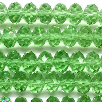 8x6mm Peridot Faceted Rondell Chinese Crystal Glass Beads  - per strand