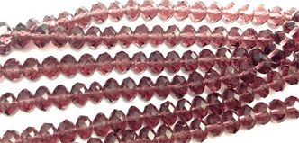 8x6mm Purple Faceted Rondell Chinese Crystal Glass Beads  - per strand