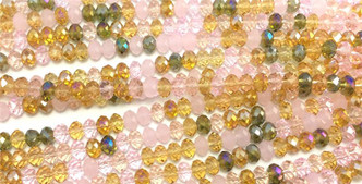 8x5mm Gilded Rose Rondell Chinese Crystal Glass Beads  - per strand
