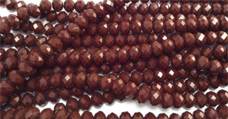 8x6mm Chocolate Cherry Faceted Rondell Chinese Crystal Glass Beads  - per strand