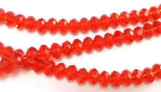 8x6mm Red Faceted Rondell Chinese Crystal Glass Beads  - per strand