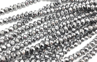 8x6mm Silver Rondell Chinese Crystal Glass Beads  - per strand