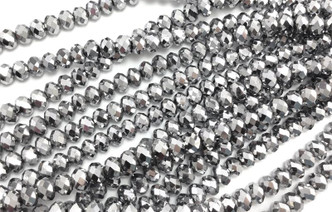 Silver 8x6mm Faceted Rondelle Chinese Crystal Glass Beads Per Strand