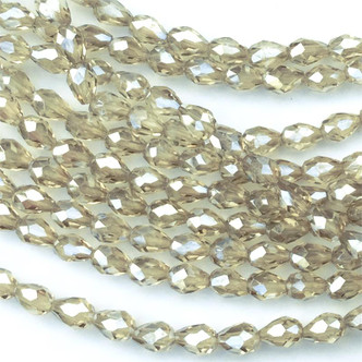 Light Silk Satin 5x3.5mm Small Teardrop Chinese Crystal Glass Beads per Strand