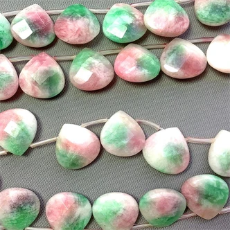 15mm Candy Jade Faceted Briolette Petal Watermelon Semi Precious Stone Beads Per Strand