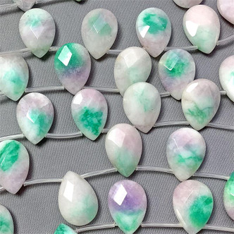 Candy Jade 18x12mm Faceted Briolette Pear Wisteria Semi-Precious Stone Beads Per Strand