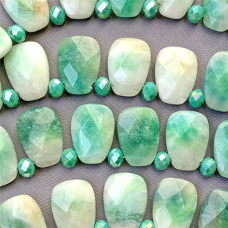 Candy Jade 18x13mm Faceted Briolette Cushion Green Semi-Precious Stone Beads Per Strand