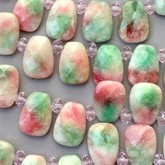 Candy Jade 18x13mm Faceted Briolette Cushion Watermelon Semi-Precious Stone Beads Per Strand