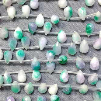 Candy Jade 9x5mm Faceted Briolette Teardrop Wisteria Semi-Precious Stone Beads Per Strand