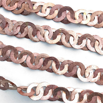 20mm Hammered Flat Circle Ethnic Boho Solid Copper Chain Per Foot