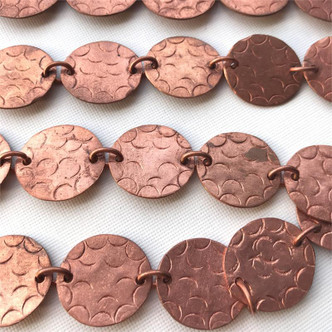 Hammered Oval Coins Solid Copper Chain - per foot