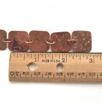 19mm Hammered Square Solid Copper Chain Soldered Raw Bali Old Stock Per Foot