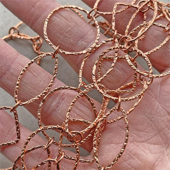 25mm Geometric Textured Links Large Solid Copper Chain Soldered Raw Bali Old Stock Per Foot